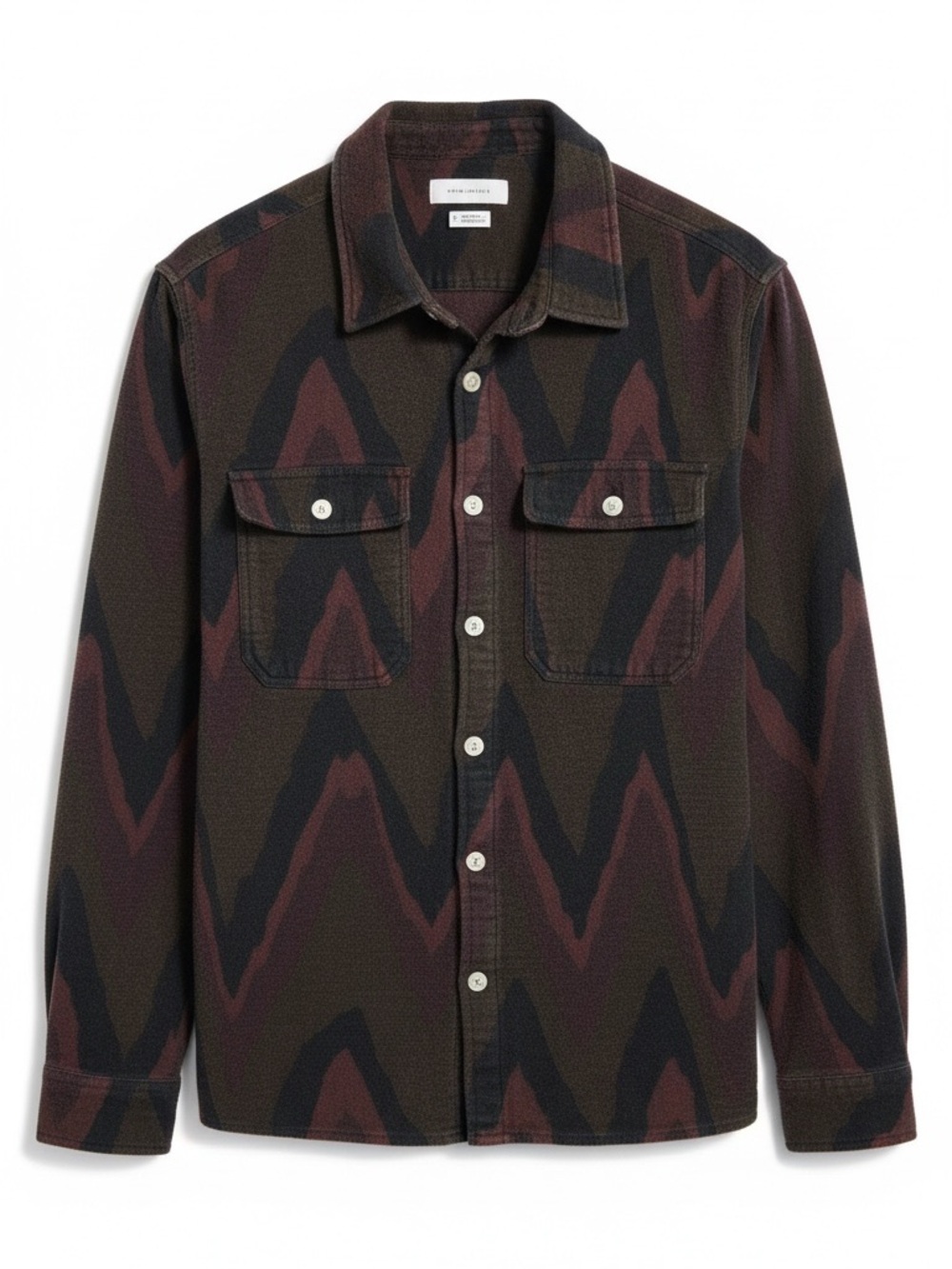 Urban Outfitters Flannel Shacket Zig Zag Print Button Front Oversized L